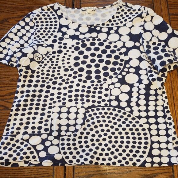 Vintage St John Sport blue&white polkadot swirl to - Picture 1 of 3
